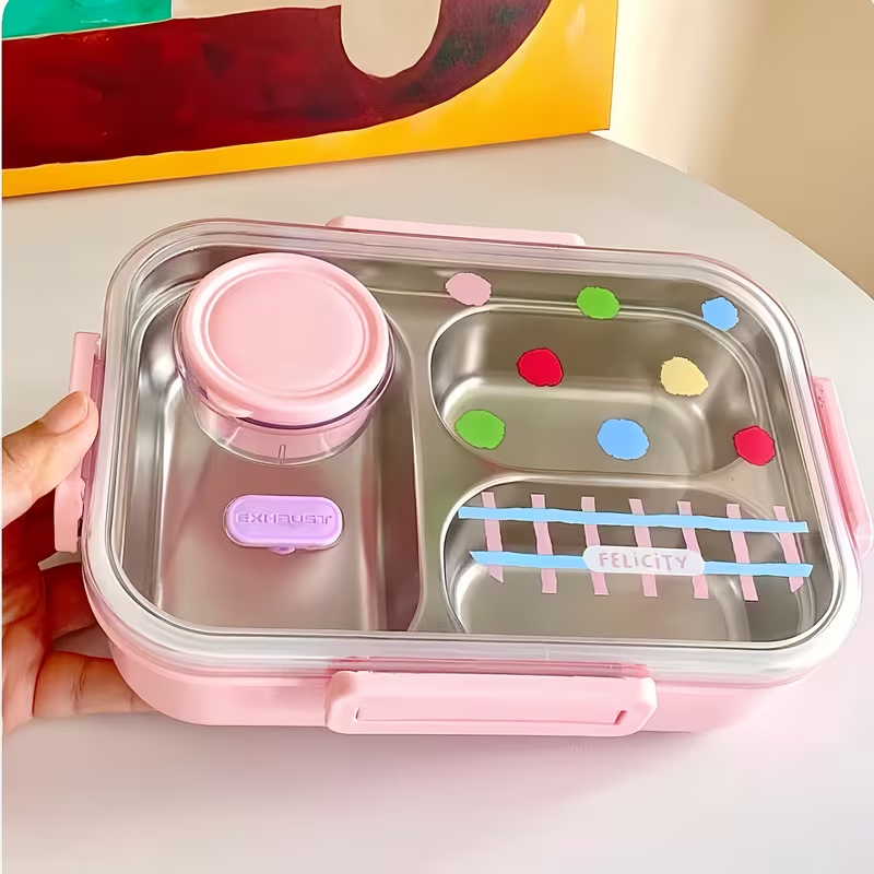 Stainless Steel Lunch Box For Kids With Sauce Container (029-8)