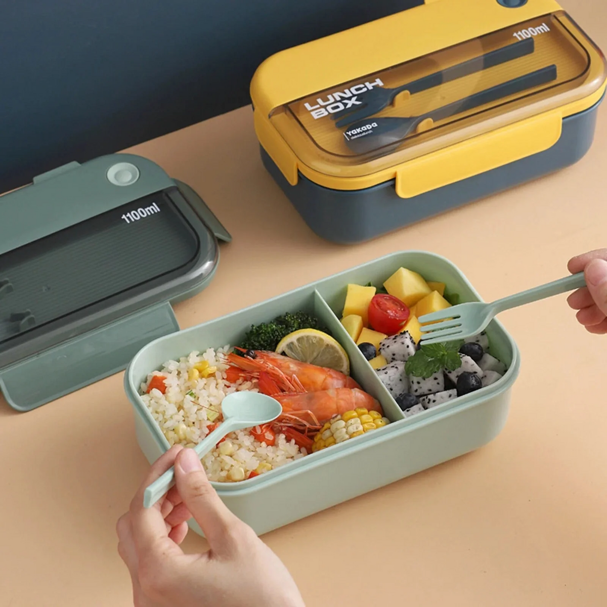 Two Compartment Bento Lunch Box (029-16)