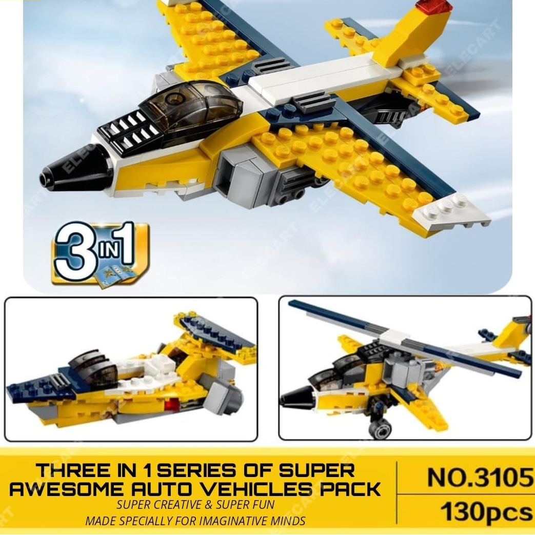 Architect Airplane Brick Toy 3-in-1 Building Blocks – (130 Pieces | 3105)