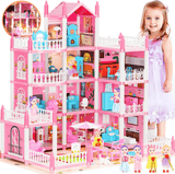 DIY Dreamy Pink Doll house villa Playset