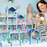 DIY Doll House Villa Set For Kids - Blue