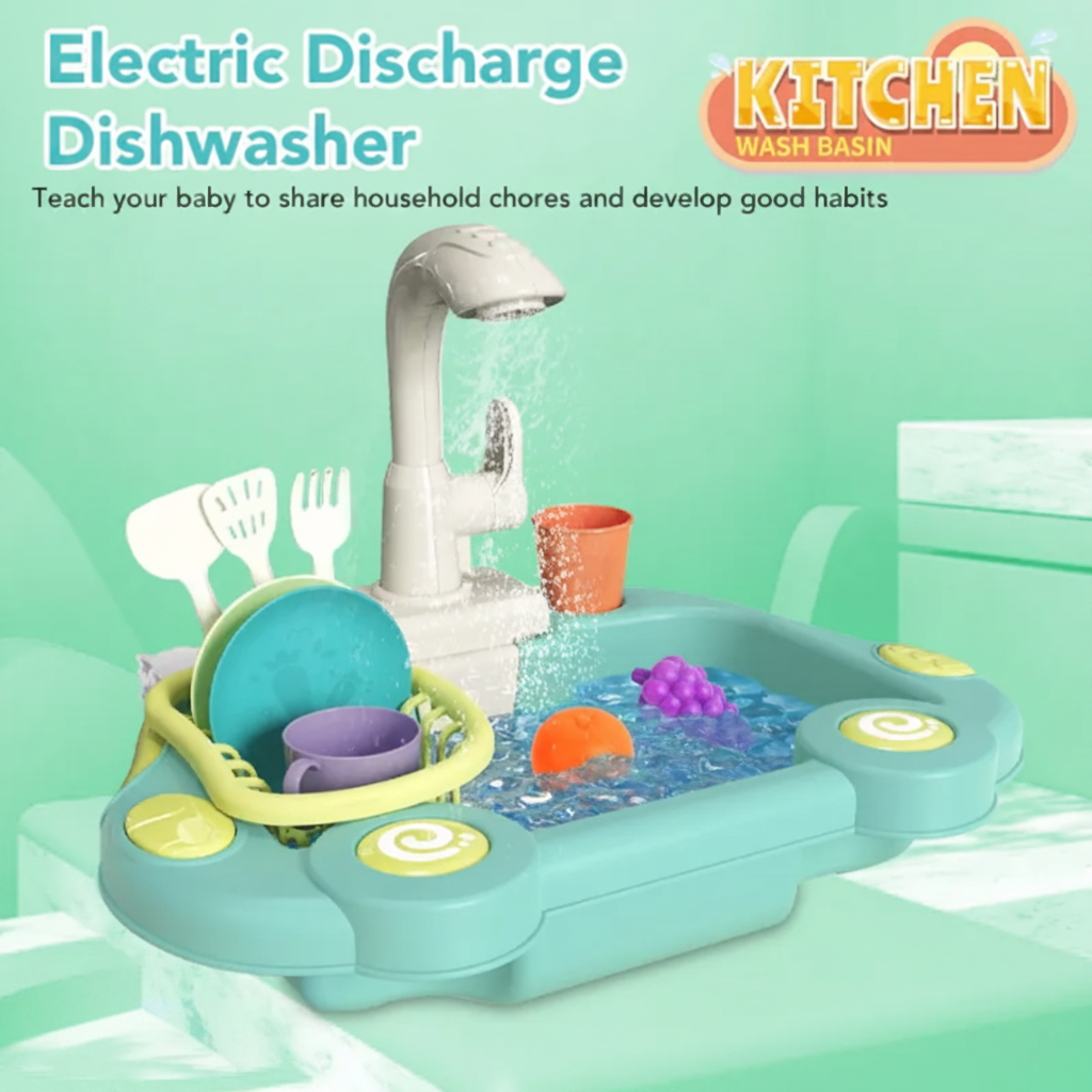 19 Pcs Electric Dishwasher Sink Toy Set for Kids (Random Color | 20208K)
