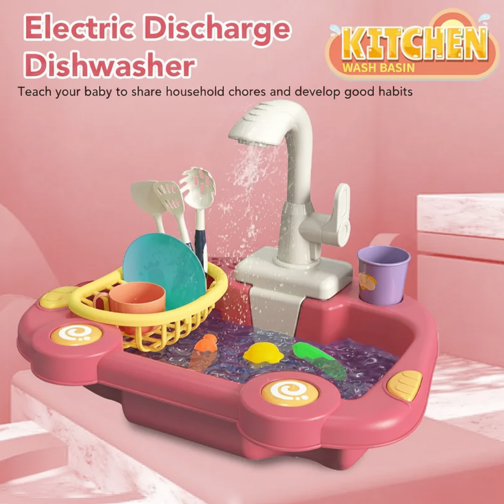 19 Pcs Electric Dishwasher Sink Toy Set for Kids (Random Color | 20208K)