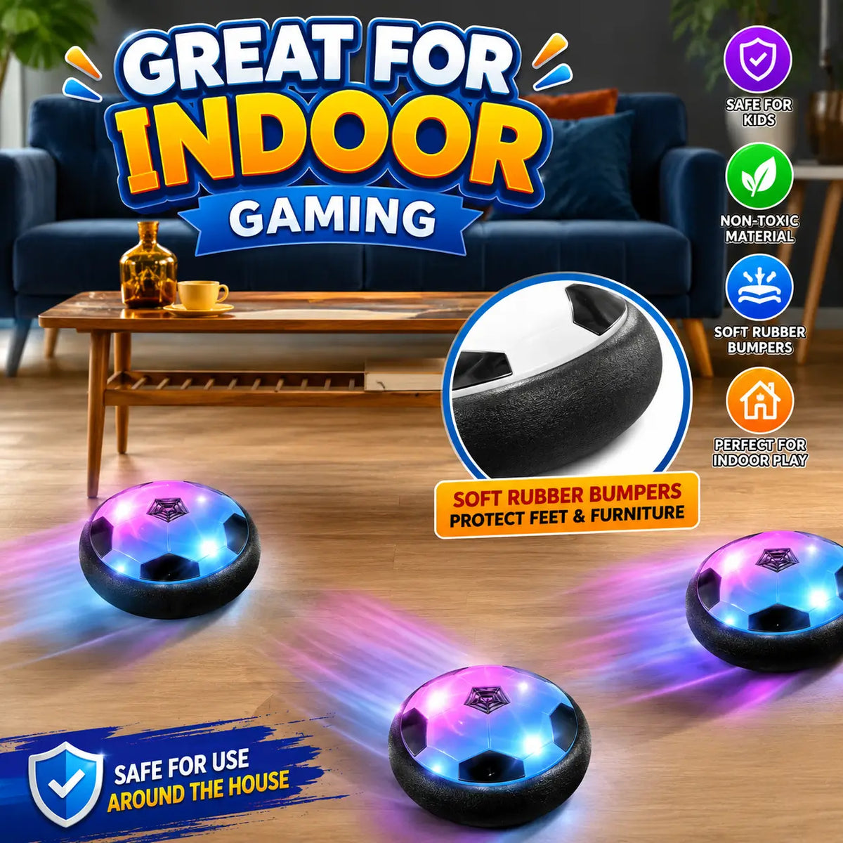 Smooth Indoor Play Hover Ball Toy For Kids (111-1) (Random Designs)