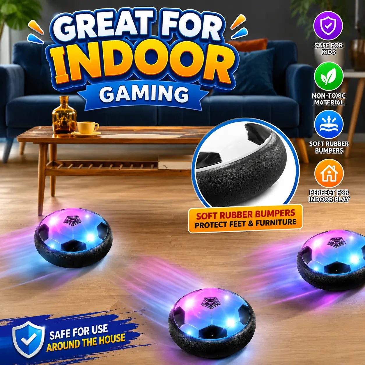 Smooth Indoor Play Hover Ball Toy For Kids (111-1) (Random Designs)