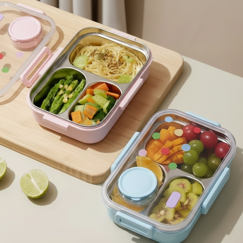 Stainless Steel Lunch Box For Kids With Sauce Container (029-8)