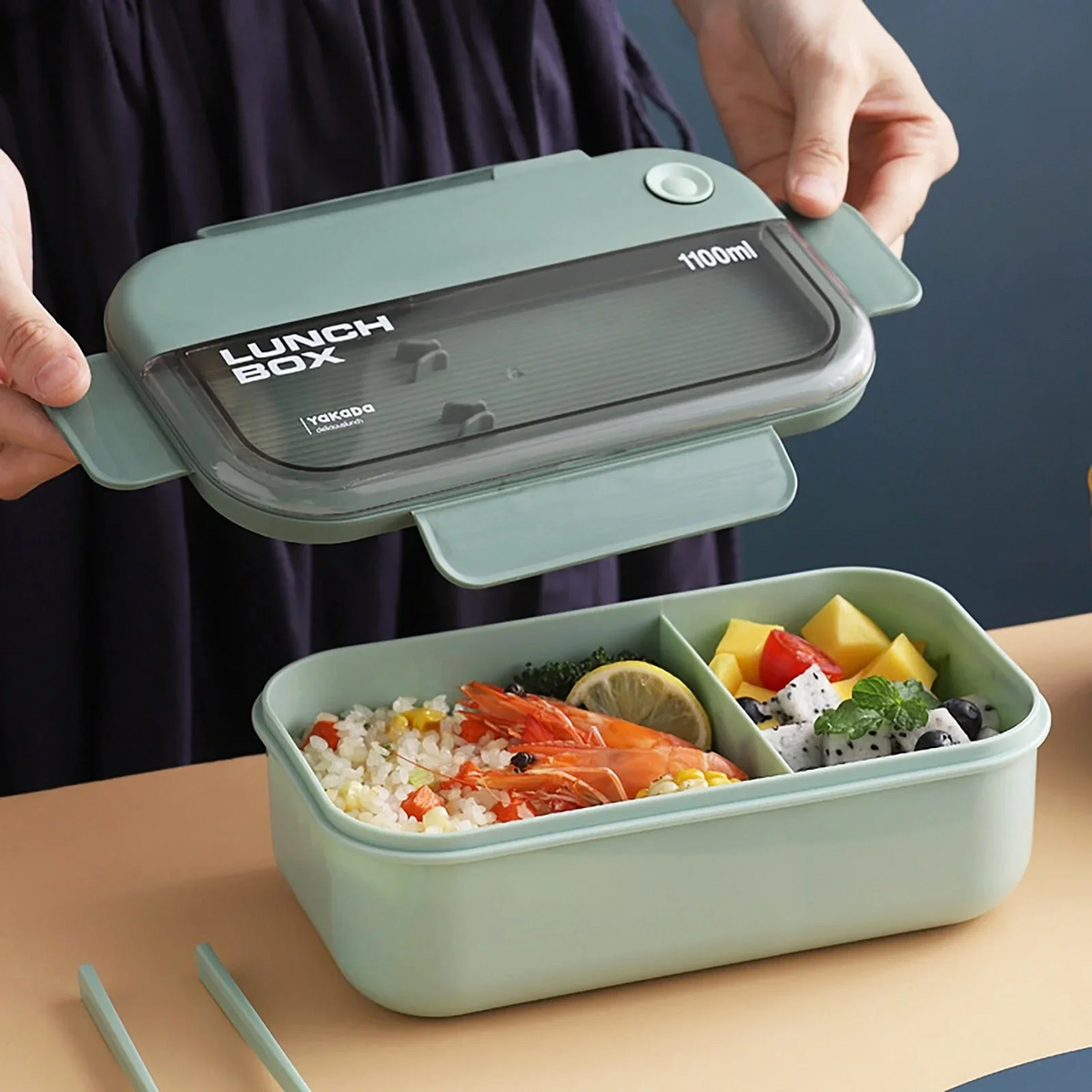 Two Compartment Bento Lunch Box (029-16)