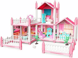 DIY Dreamy Pink Doll house villa Playset