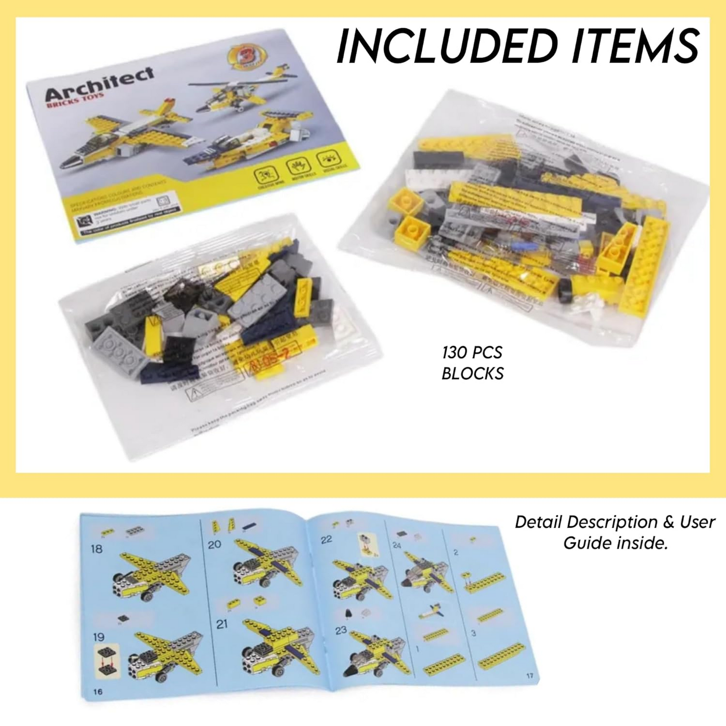 Architect Airplane Brick Toy 3-in-1 Building Blocks – (130 Pieces | 3105)