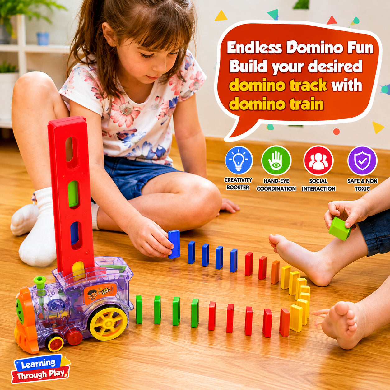 Automatic Domino Brick Laying Toy Train (7012W)