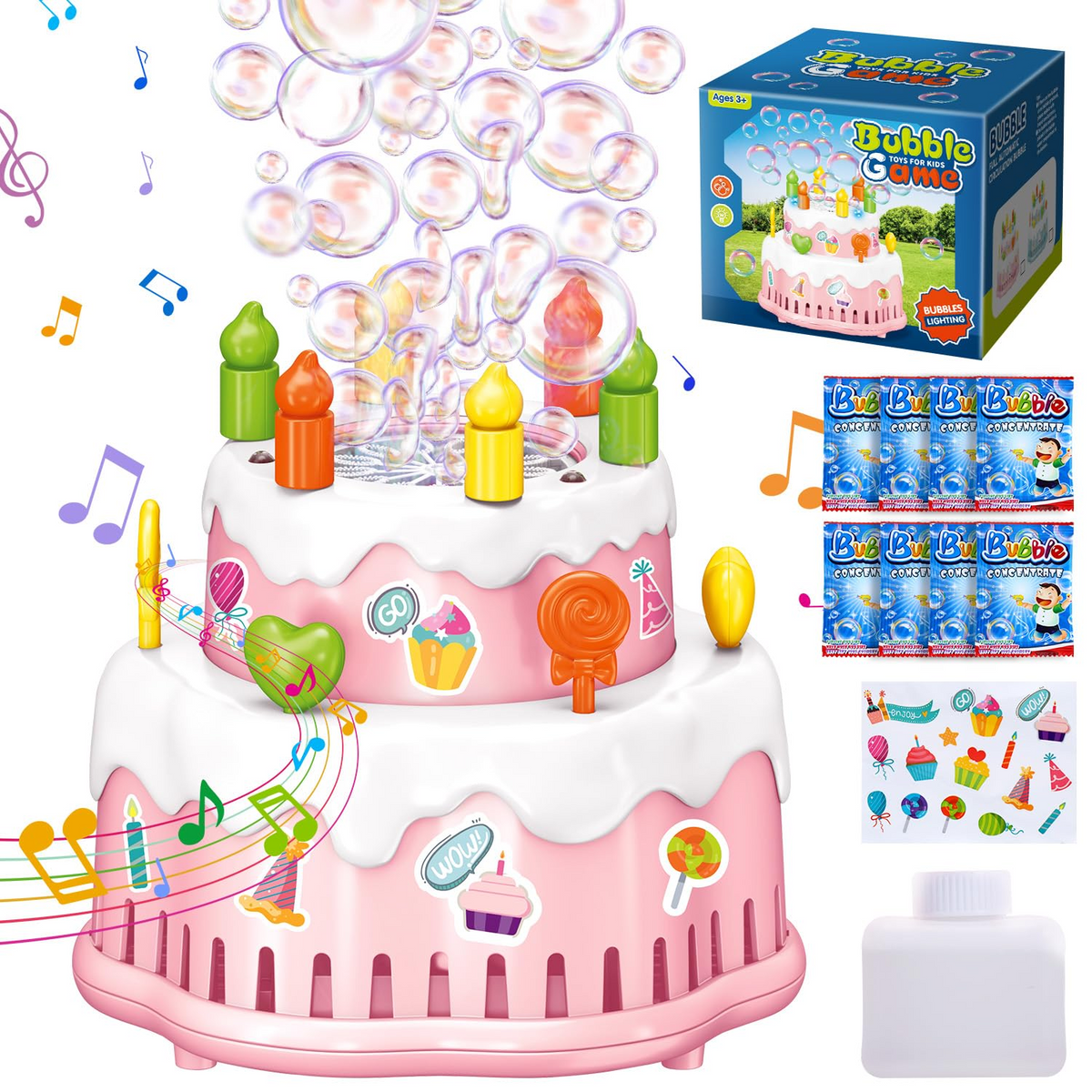 Cake Automatic Bubble Machine Toy with LED Light & Music for Kids (578)