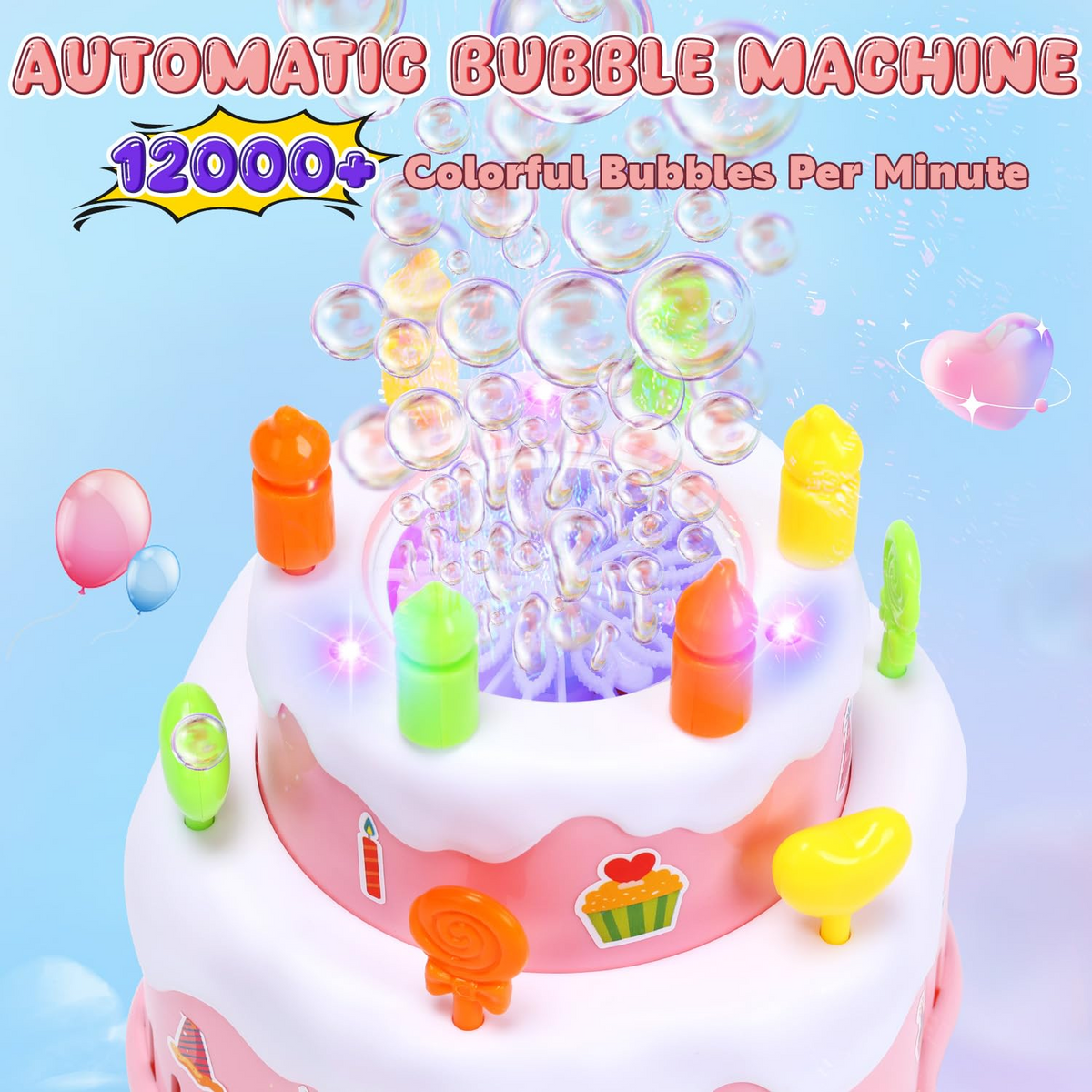 Cake Automatic Bubble Machine Toy with LED Light & Music for Kids (578)