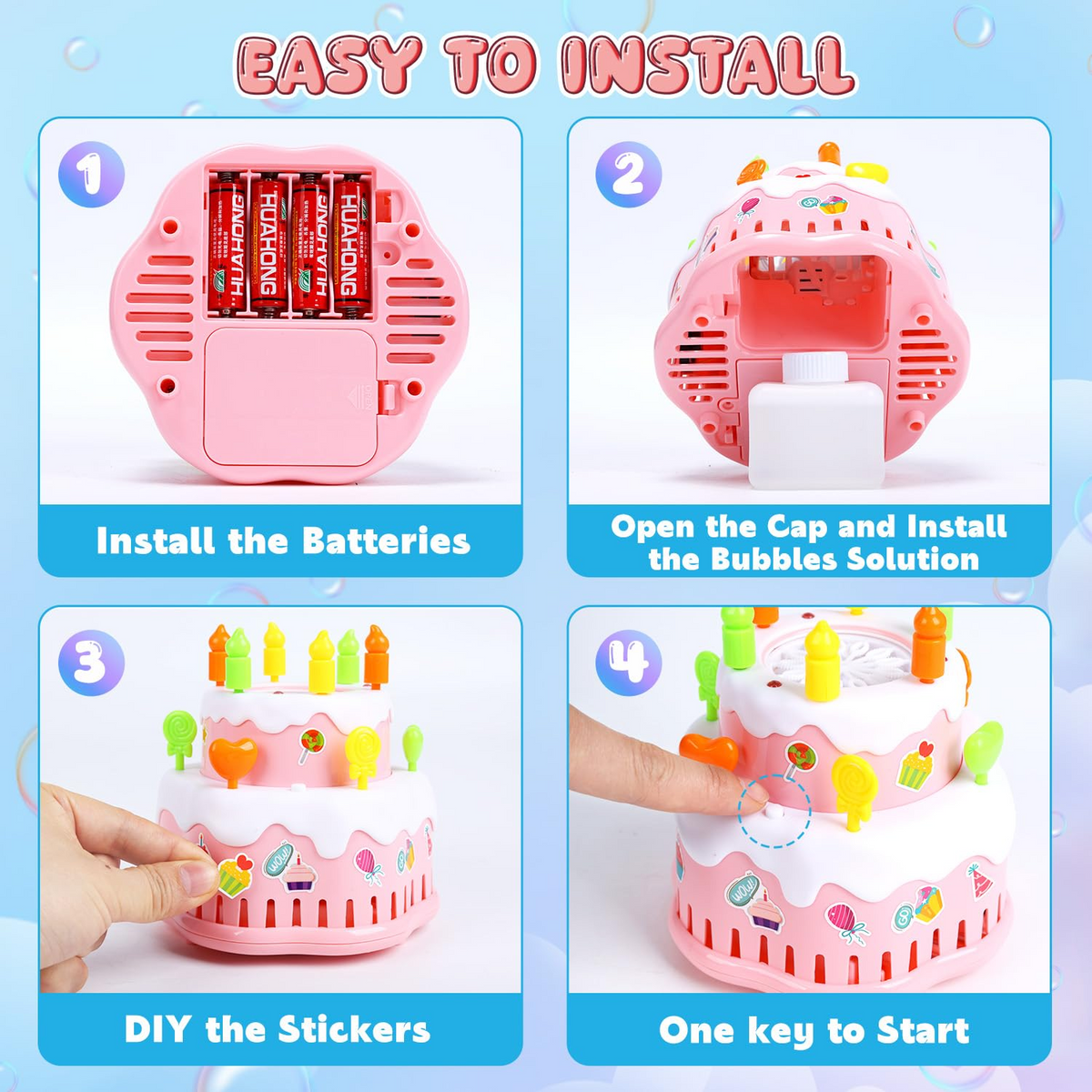 Cake Automatic Bubble Machine Toy with LED Light & Music for Kids (578)
