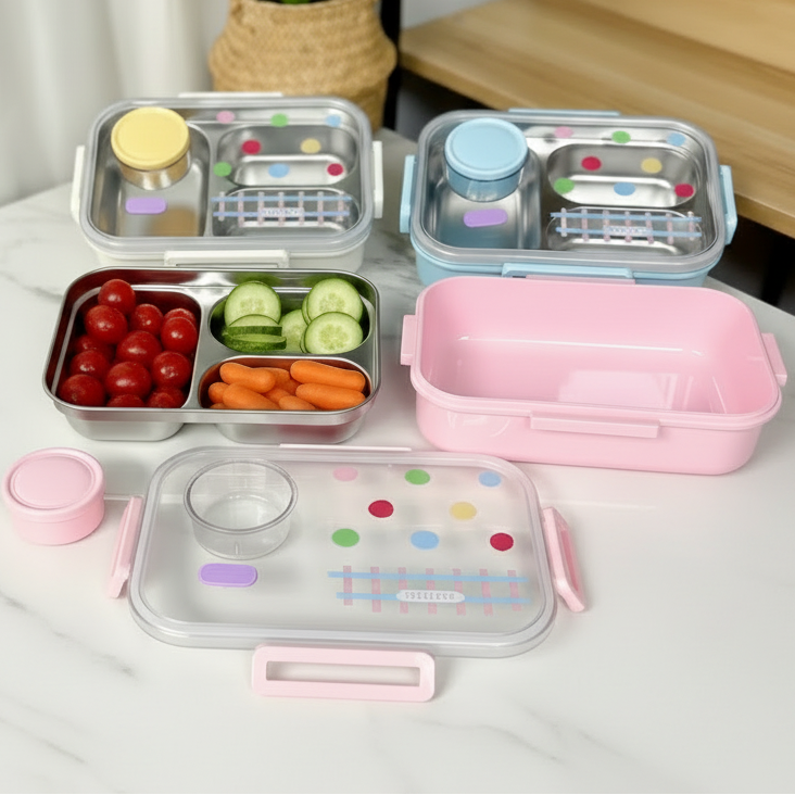 Stainless Steel Lunch Box For Kids With Sauce Container (029-8)