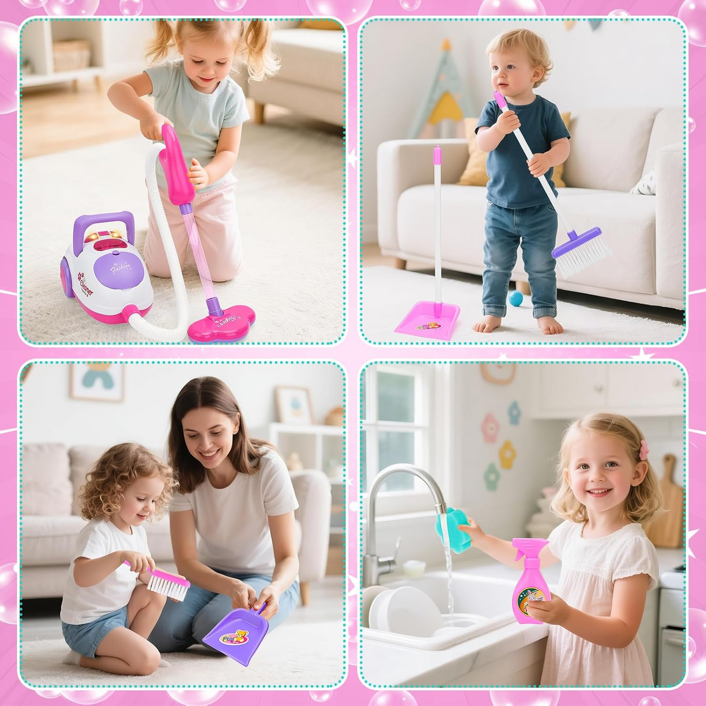 Mini Pretend Play Housekeeping Cleaning Trolley Set for Kids (666-86)