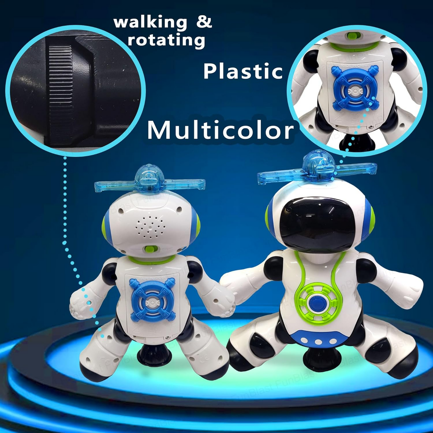 3D Flashing Lights Robot for Kids Toy With 360 Degree Rotation