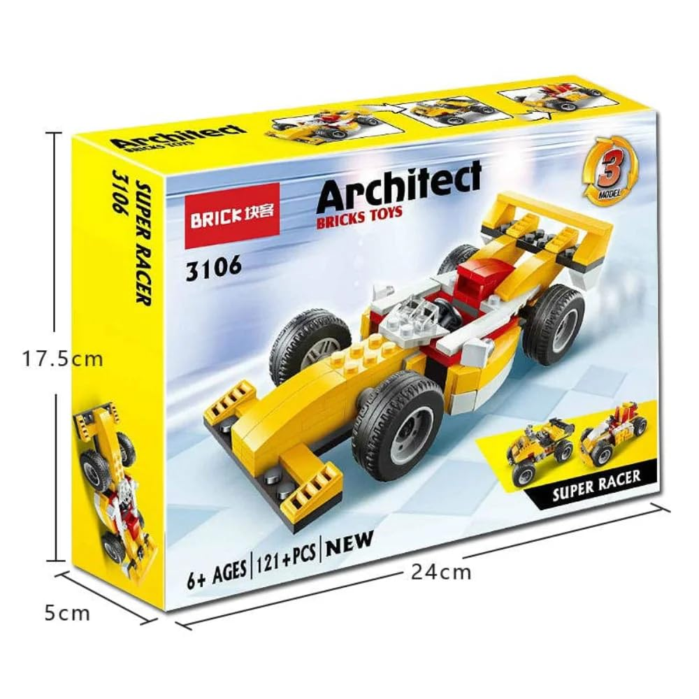 Architect Super Racer 3-in-1 Building Blocks Set – (121 Pieces | 3106)
