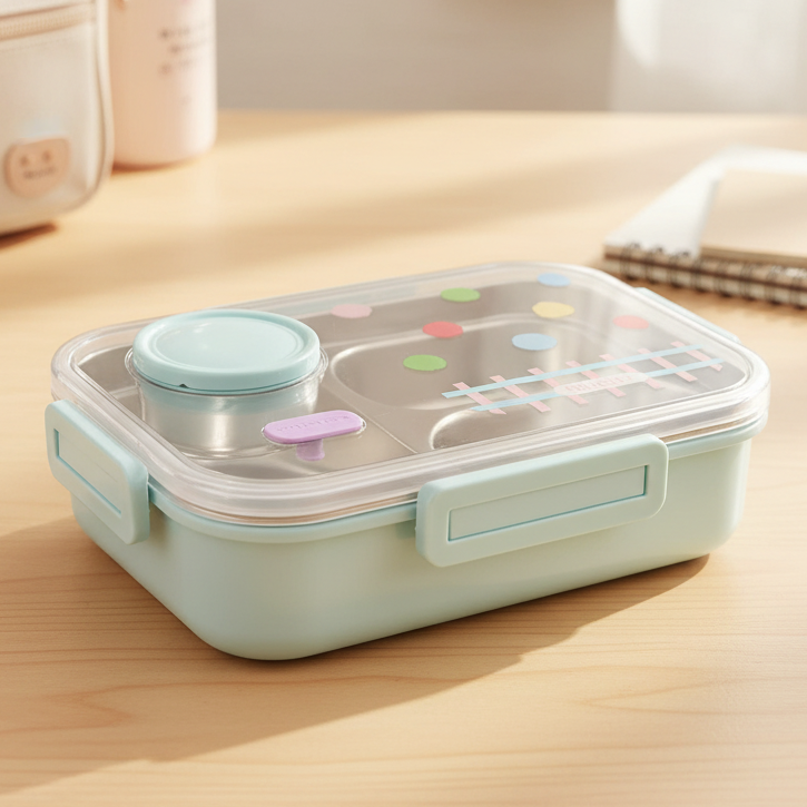 Stainless Steel Lunch Box For Kids With Sauce Container (029-8)