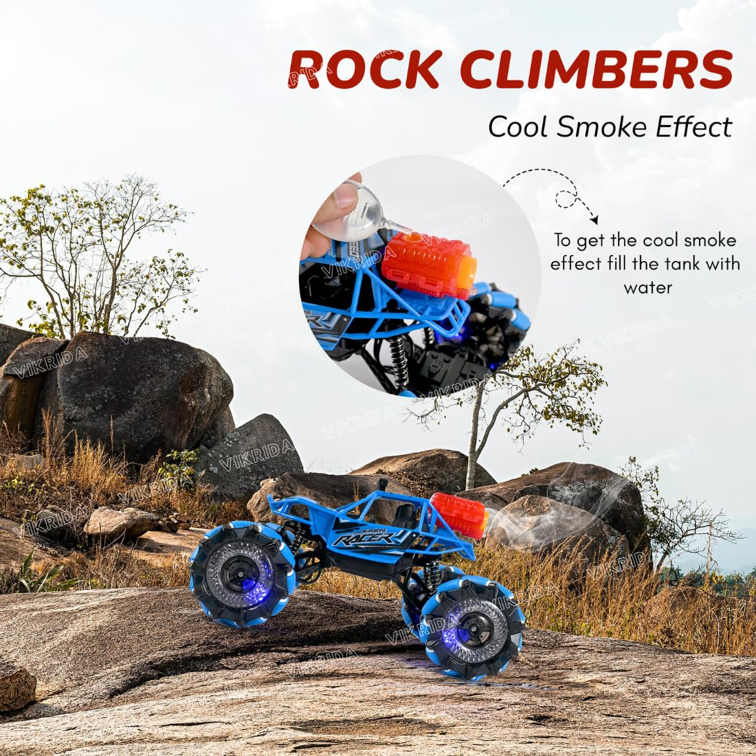 2.4GHz RC Stunt Climbing Truck with Smoke & LED Lights (Random Color | 3688-P116A)
