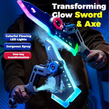 2-in-1 LED Transforming Axe & Sword Toy with Spray Effect for Kids (HY2555)