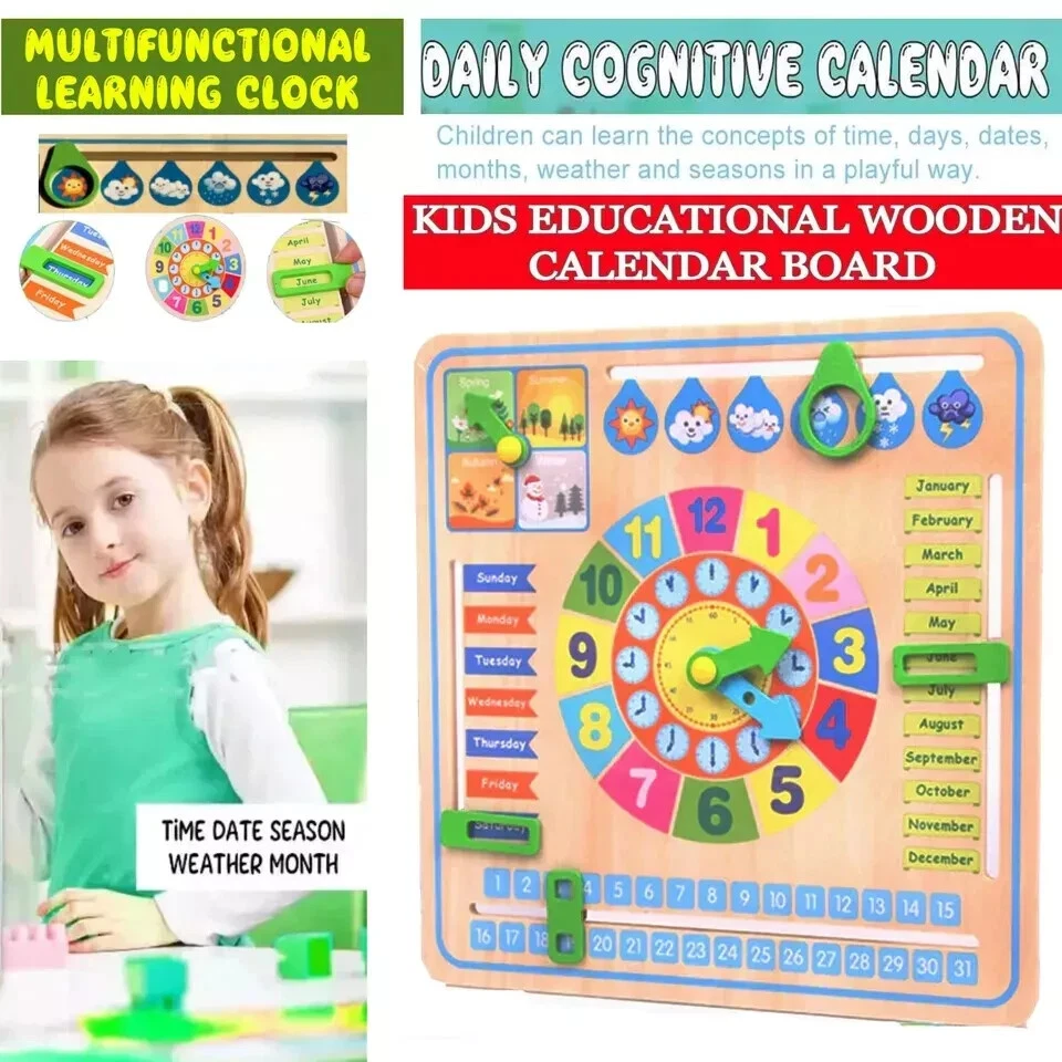 Educational Wooden Multifunctional Calendar Clock | 2025-13