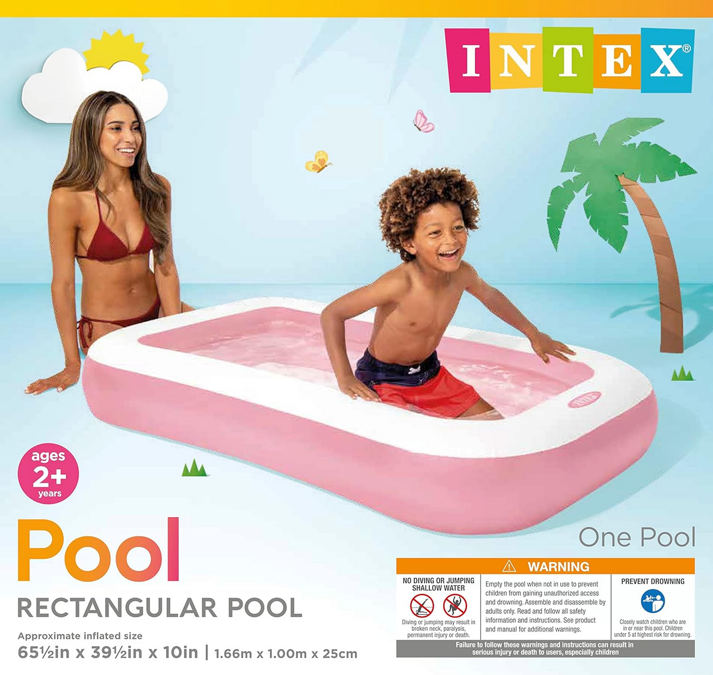 Intex 5.5ft Rectangular Inflatable Swimming Pool for Kids (58423)
