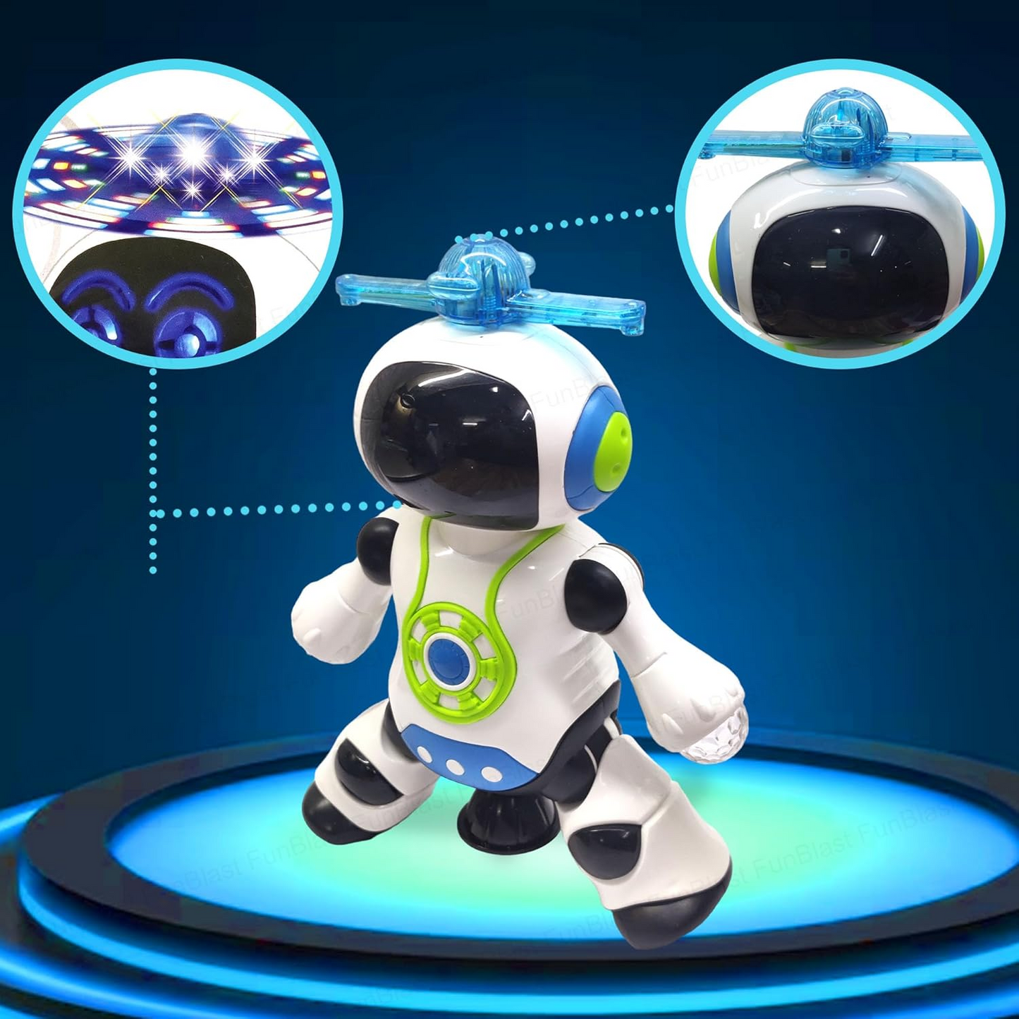 3D Flashing Lights Robot for Kids Toy With 360 Degree Rotation