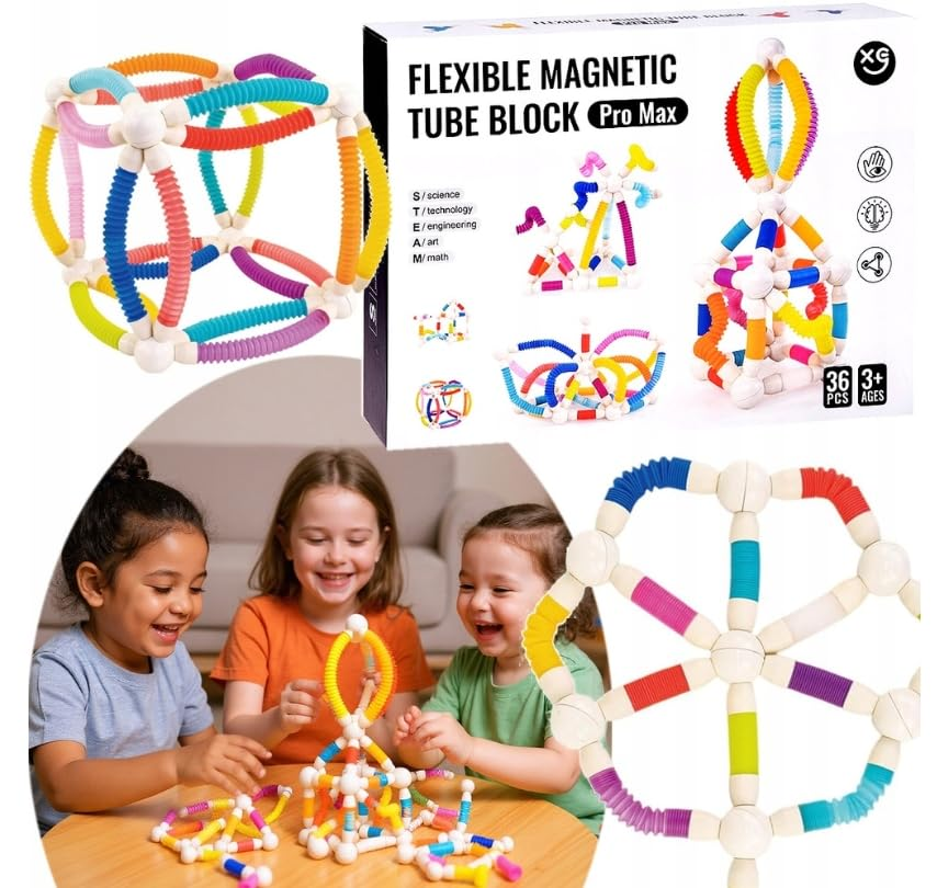 Flexible Magnetic Tube Building Blocks - 36pcs (158-40)