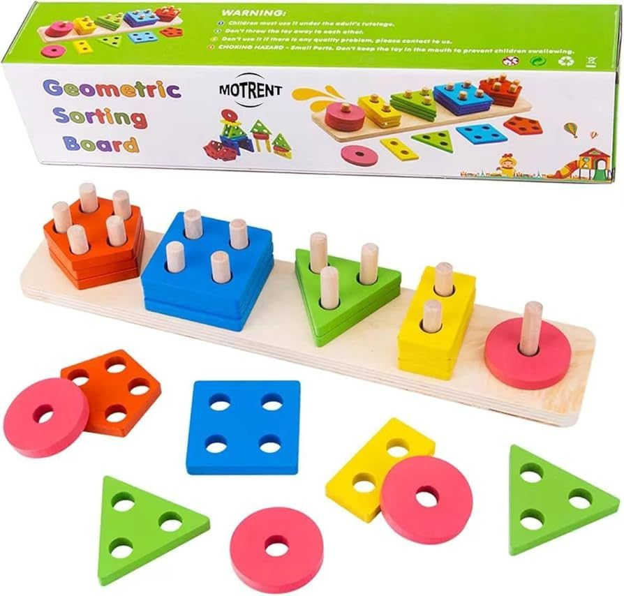 Wooden Geometric Shape Blocks For Kids - 5 Shapes | 2025-11