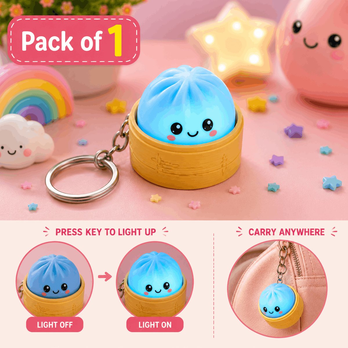 LED Flashing Mini Dumpling Keychain (DS)