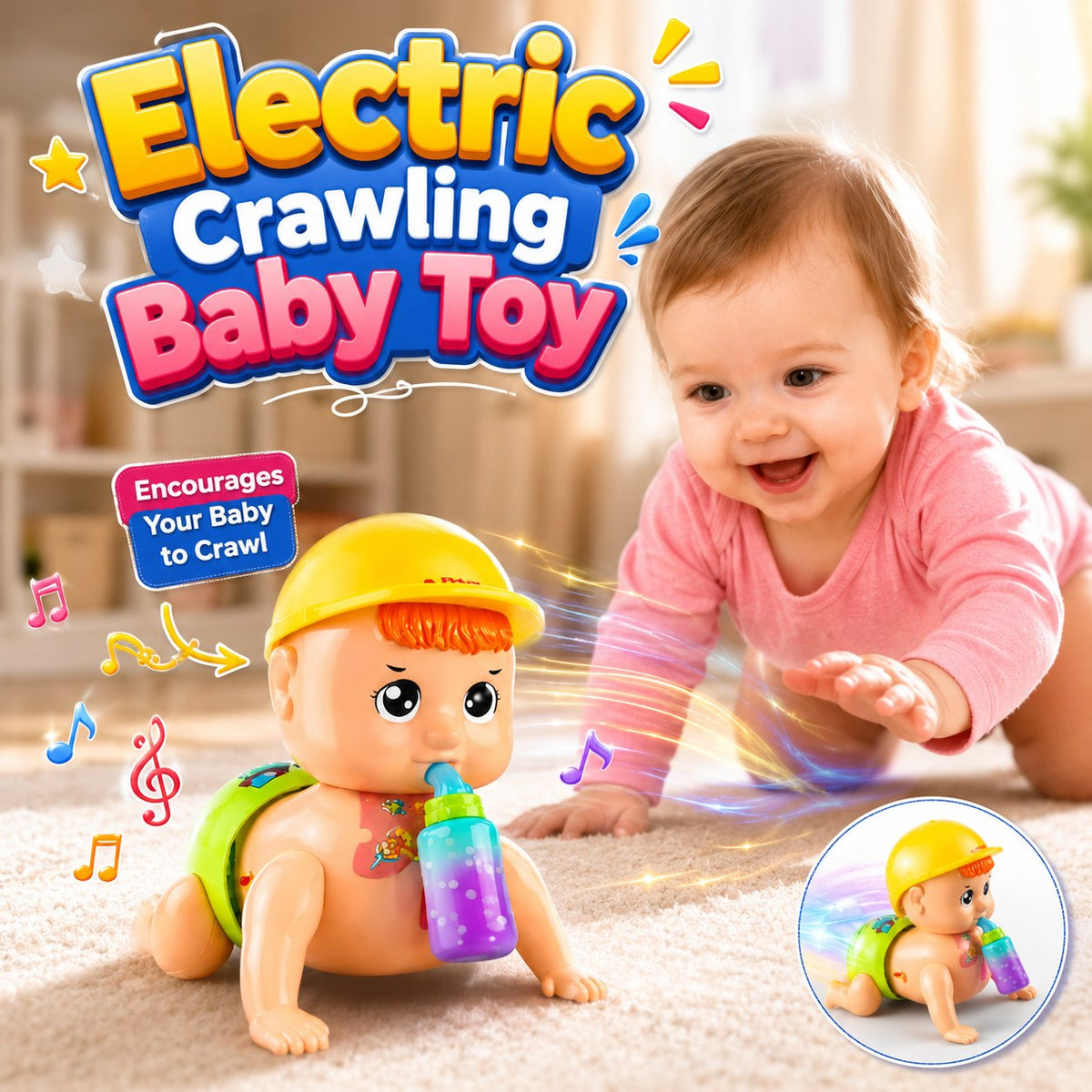Electric Crawling Baby Toy With Sound & Music - Toynix