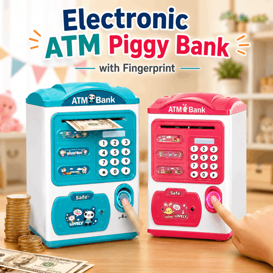 Electronic ATM Piggy Bank with Fingerprint and Keypad for Kids