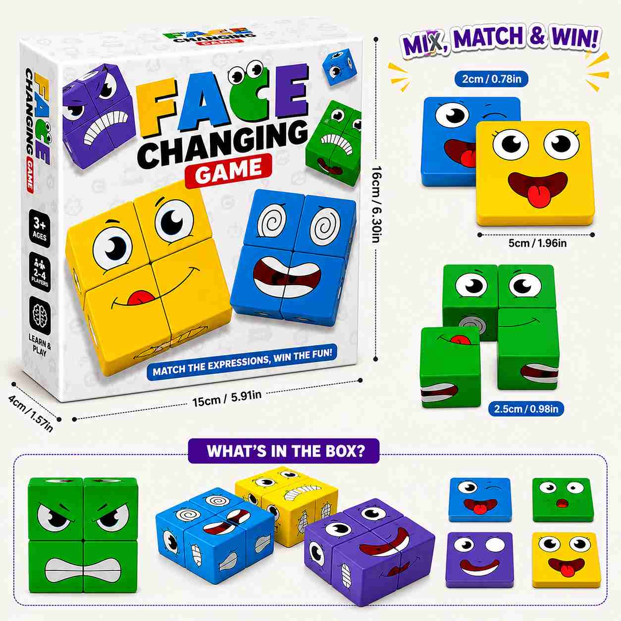 Face Changing Expression Cube Table Game for Kids