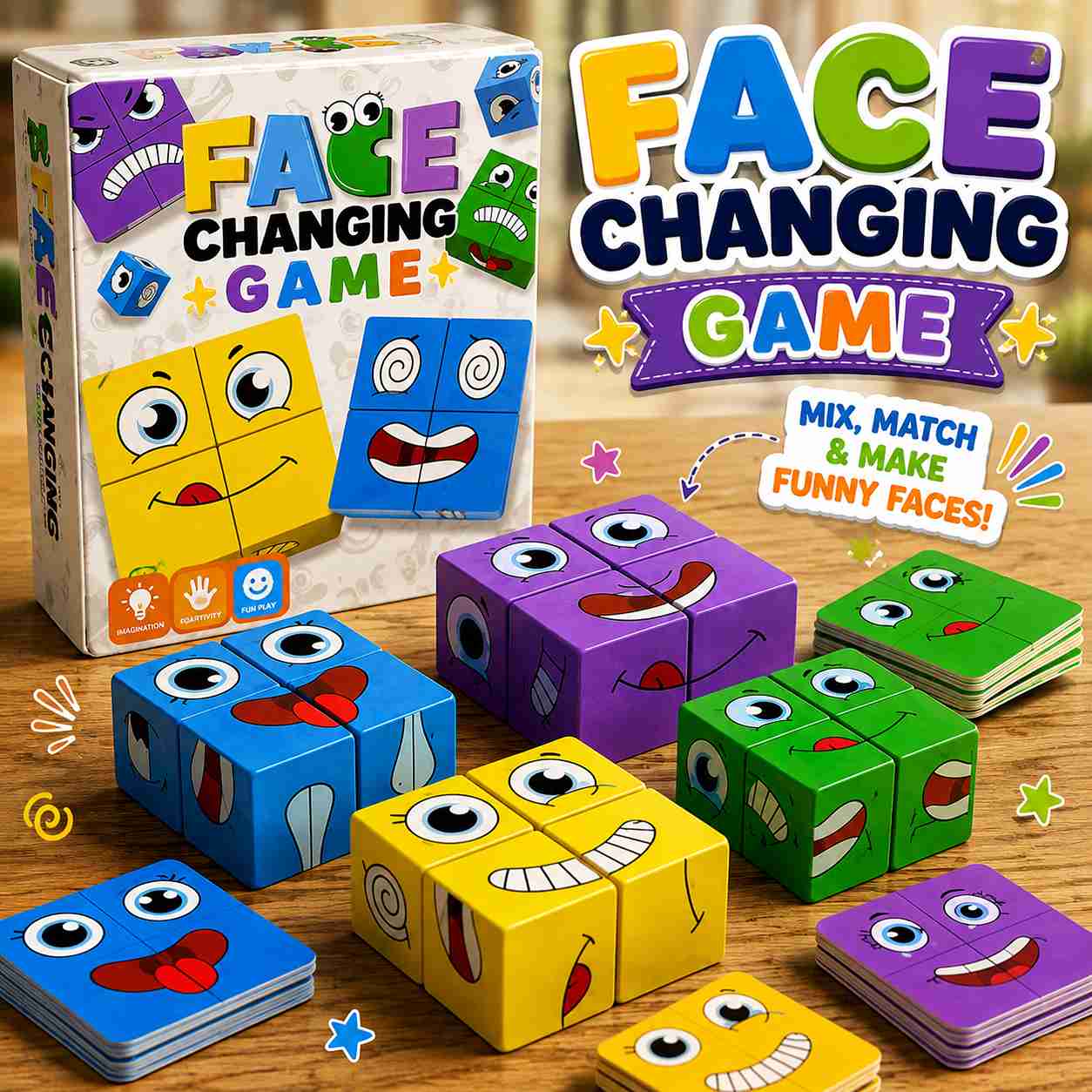 Face Changing Expression Cube Table Game for Kids