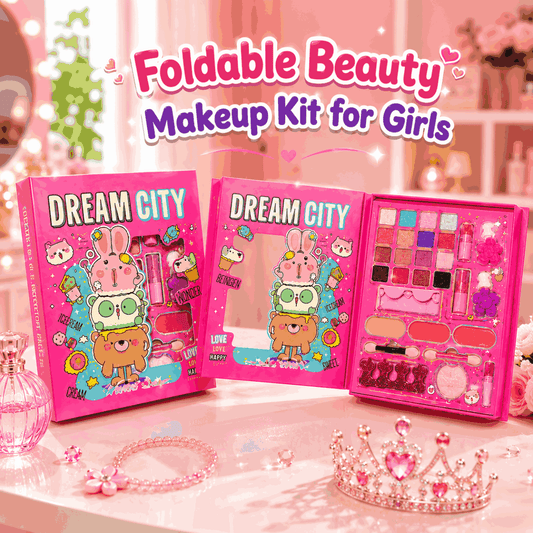 Foldable Beauty Makeup Kit for Girls Pretend Play Set