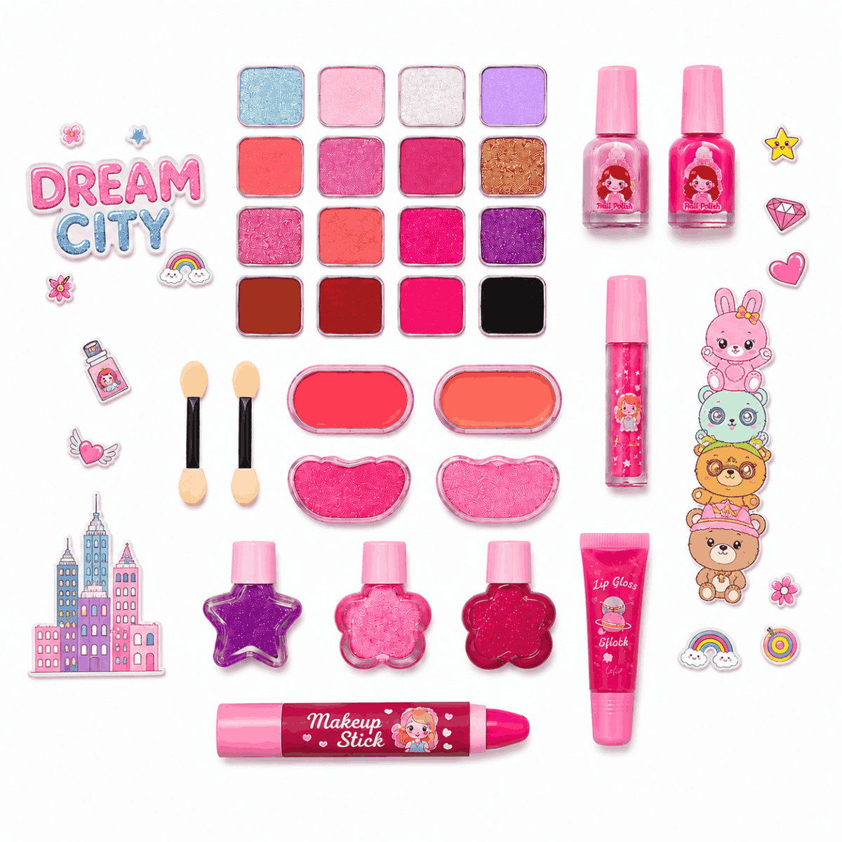Foldable Beauty Makeup Kit for Girls Pretend Play Set