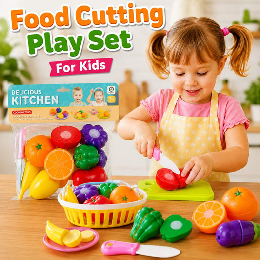 Food Cutting Play Set for Kids Pretend Fruit and Vegetable Cutting Toy