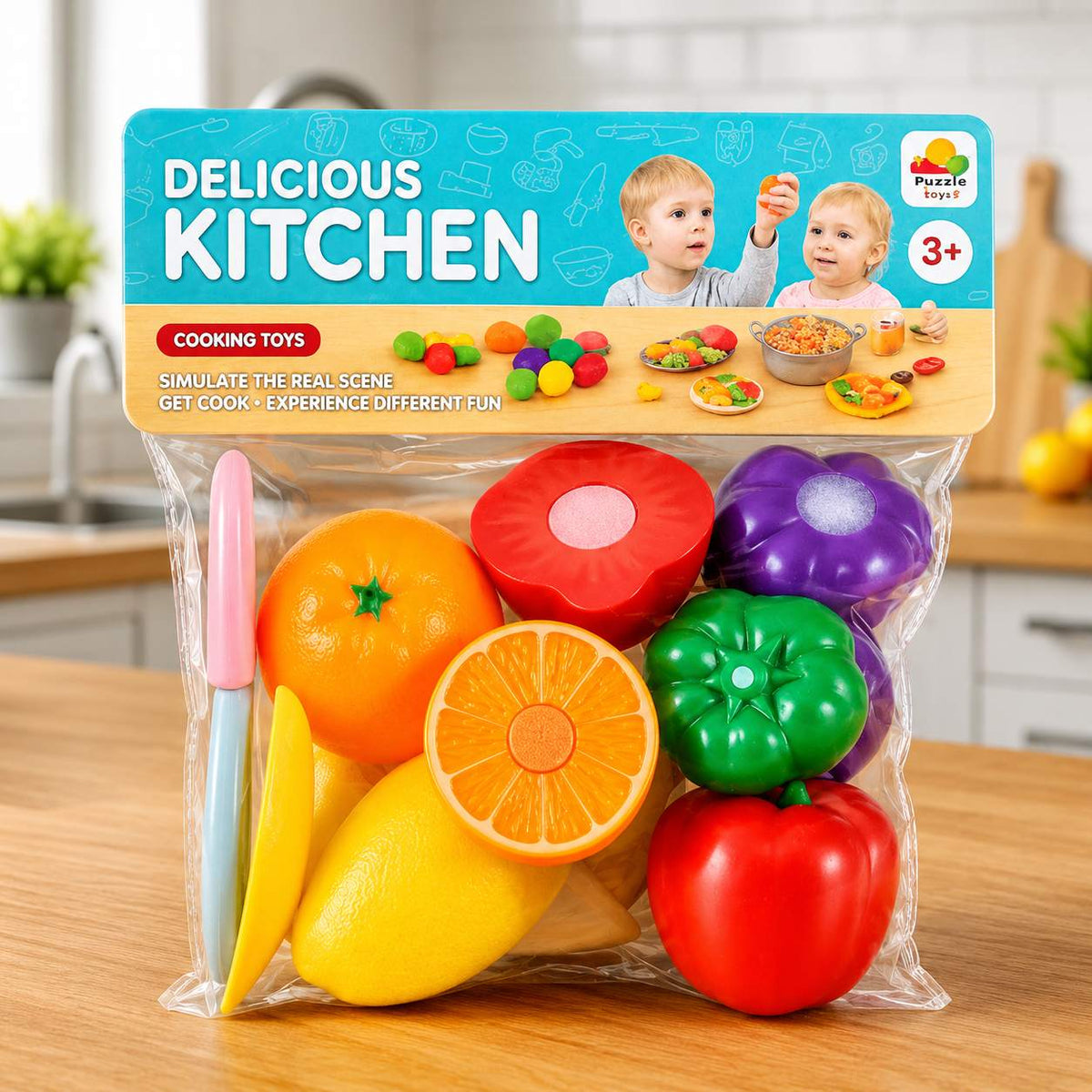 Food Cutting Play Set for Kids Pretend Fruit and Vegetable Cutting Toy