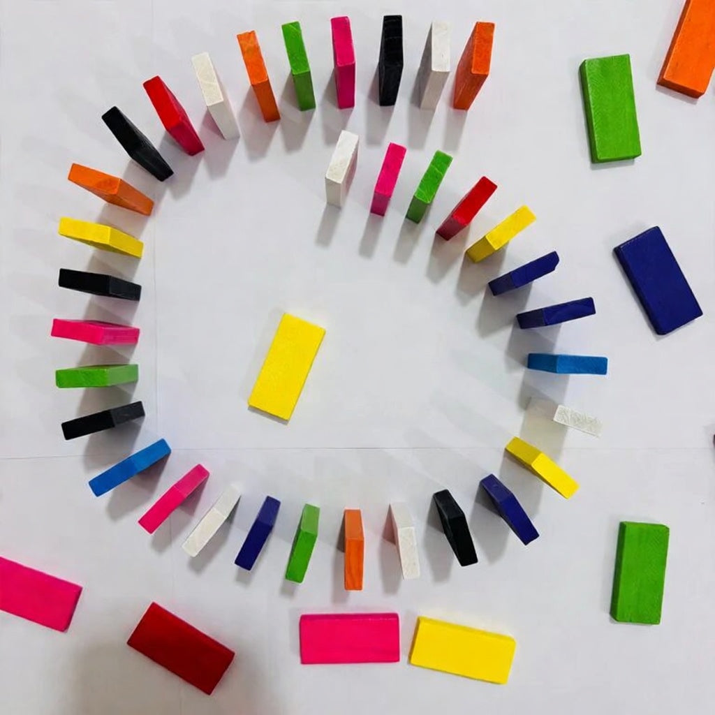 Rainbow Cascade Wooden Domino Bricks Set (2025-52)