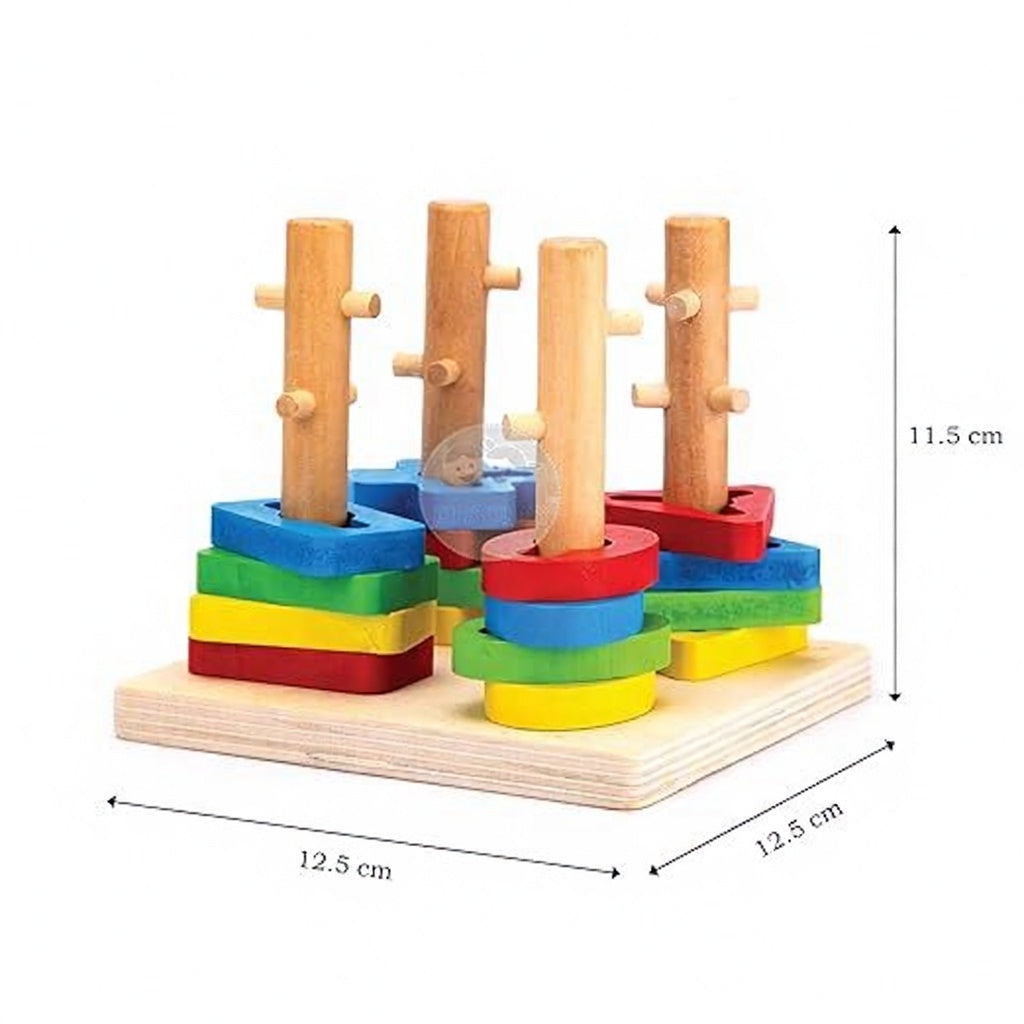 Geometric Shapes 4 Columns Stacking Puzzle For Kids (2025-53)