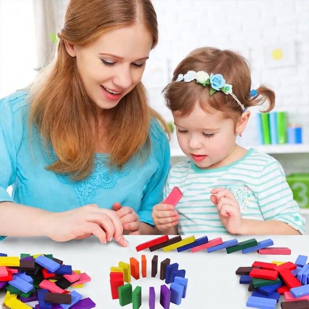 Rainbow Cascade Wooden Domino Bricks Set (2025-52)