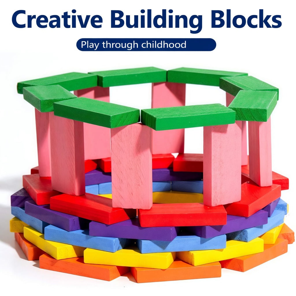 Rainbow Cascade Wooden Domino Bricks Set (2025-52)