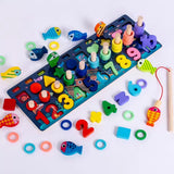 Wooden Montessori Puzzle – Numbers, Letters & Fishing Game | 2025-4