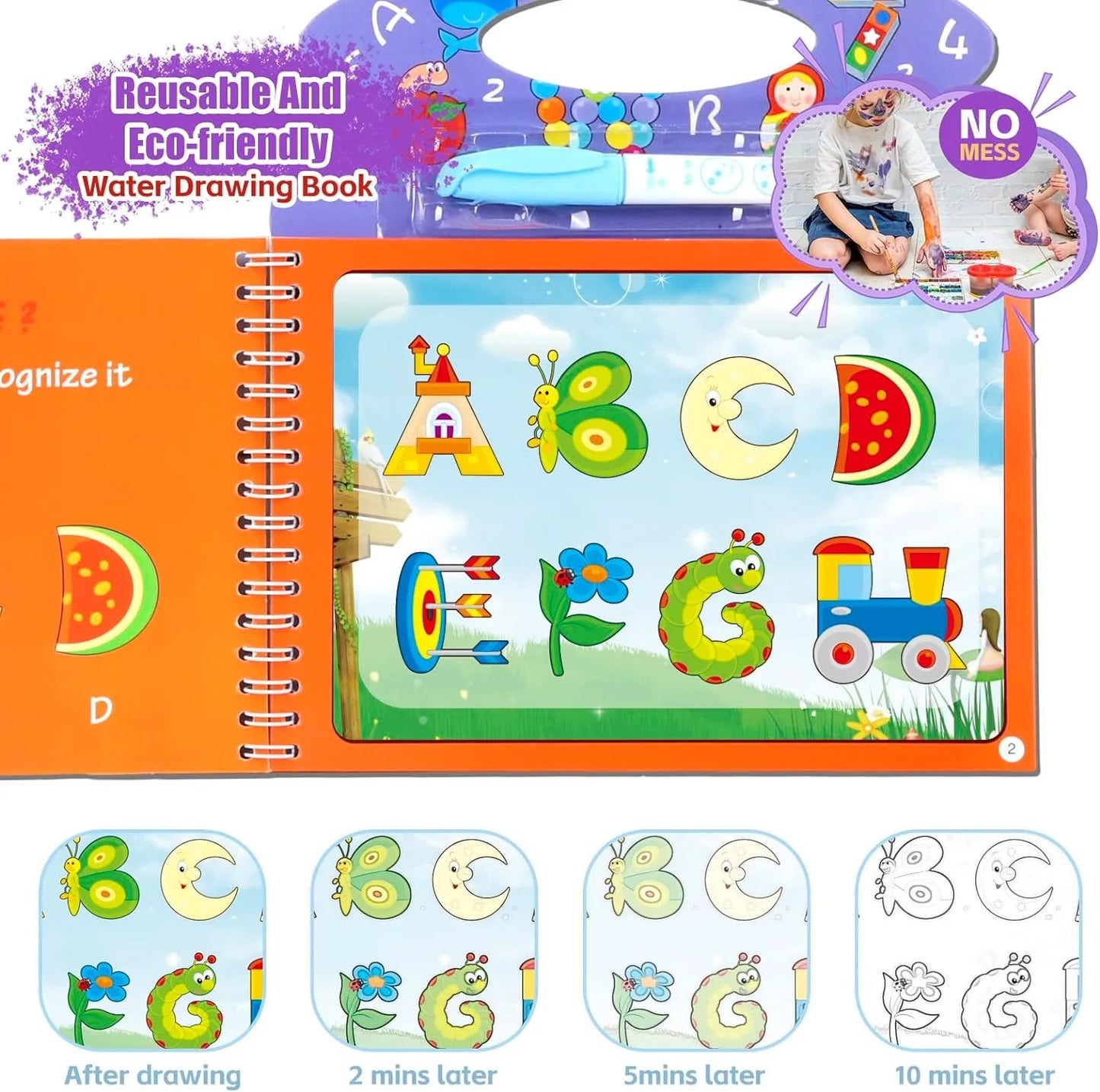 Reusable Drawing Magic Water Pen Coloring Book For kids