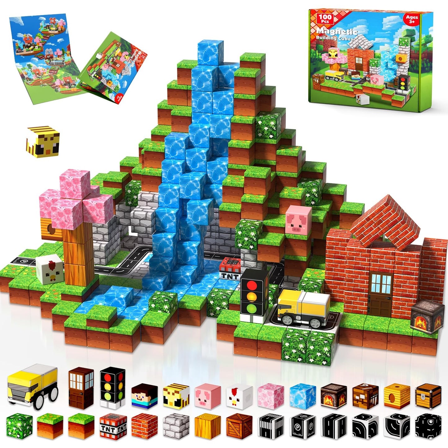 Minecraft Magnetic Building Blocks Cubes (100 Pcs | ZH019)