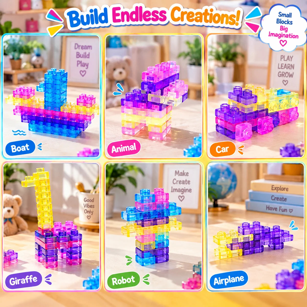 40PCS transparent jelly building blocks set colorful soft sensory construction toy for kids