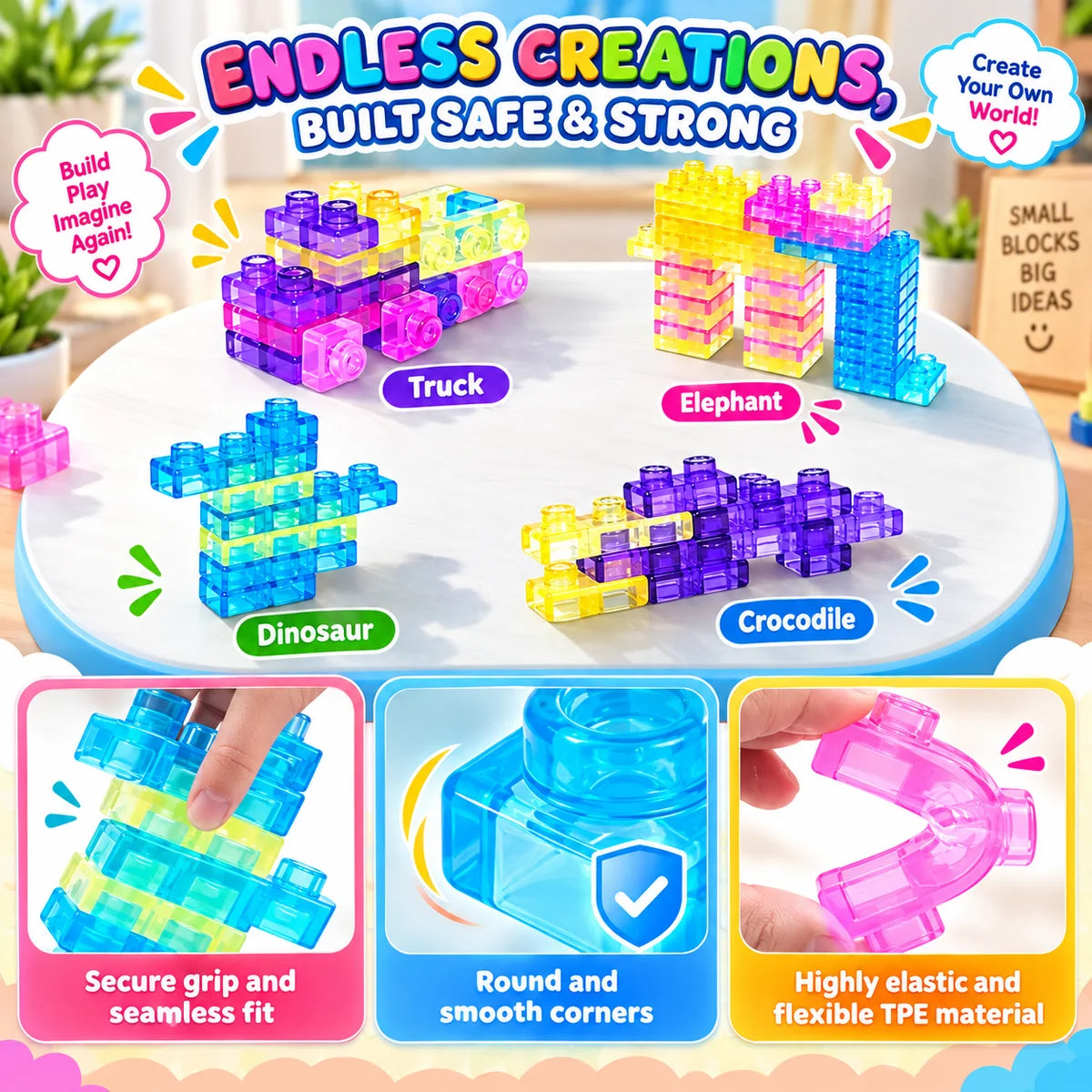 40PCS Transparent Jelly Gummy Blocks Set (GD2637)