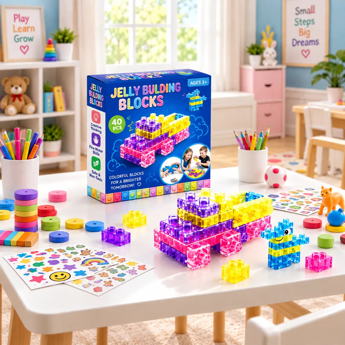 40PCS Transparent Jelly Gummy Blocks Set (GD2637)