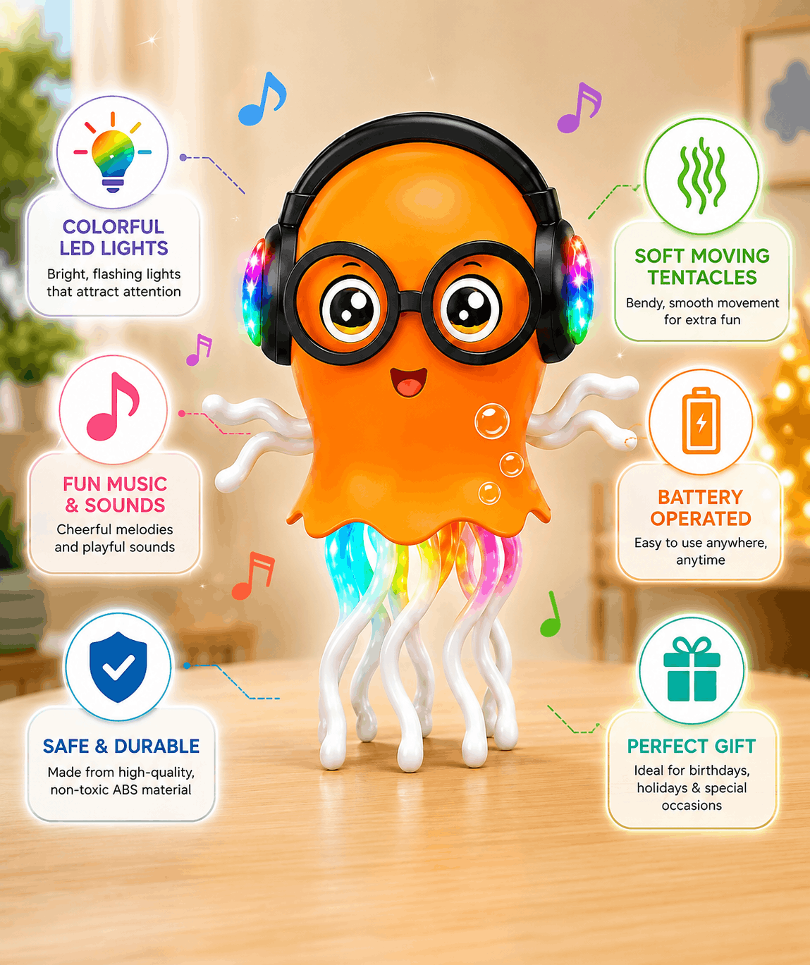Dancing Jellyfish Toy with Music Lights and Walking Movement for Kids