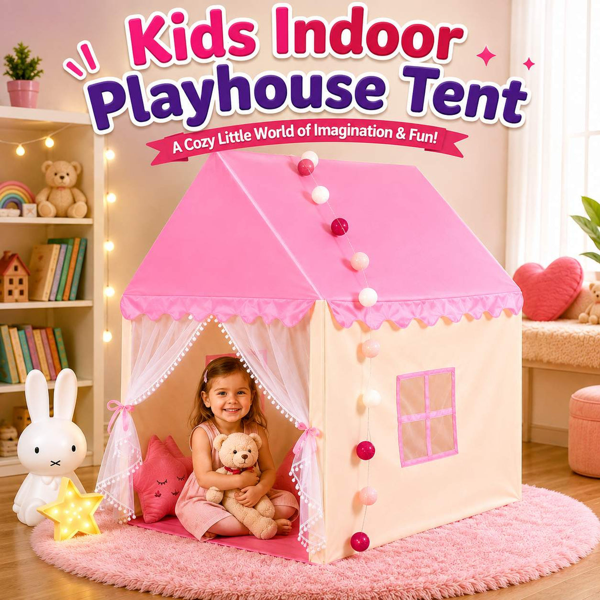 Kids Indoor Playhouse Tent Portable Children’s House Play Tent